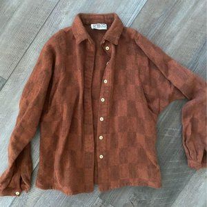 KIKO wool plaid burnt orange flannel size xs